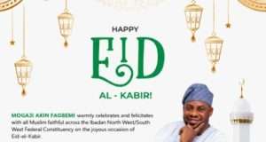 APM House of Reps Hopeful, Mogaji (Dr.) Fagbemi Felicitates Muslims on Eid al-Adha, Commends Makinde’s Leadership